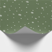 Sneeuwvlokken Retro Scandi Doodle in Wit Fern Groe Cadeaupapier (Hoek)