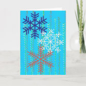 Sneeuwvlokken Retro Style in Blue Christmas Kaart (Voorkant)