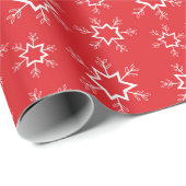 Sneeuwvlokken, Rode en Witte Sneeuwvlokken, Sneeuw Cadeaupapier (Rol Hoek)