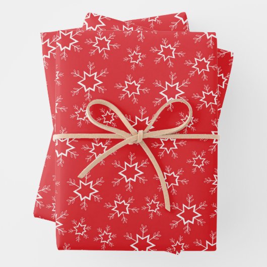 Sneeuwvlokken, Rode en Witte Sneeuwvlokken, Sneeuw Inpakpapier Vel (In situ)