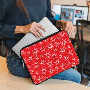 Sneeuwvlokken, Rode en Witte Sneeuwvlokken, Sneeuw Laptop Sleeve