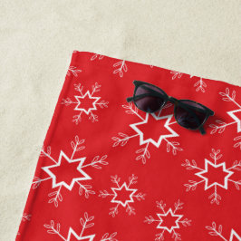 Sneeuwvlokken, Rode en Witte Sneeuwvlokken, Sneeuw Strandlaken