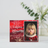Sneeuwvlokken Rode Kerstmis Zegeningen Familie Afb Feestdagenkaart (Staand voorkant)