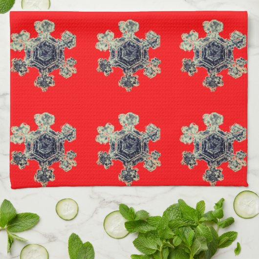 Sneeuwvlokken rode keukenhanddoeken (Gevouwen)