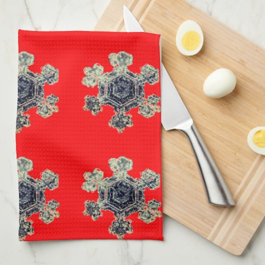 Sneeuwvlokken rode keukenhanddoeken (Quarter Fold)