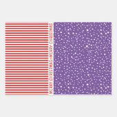 Sneeuwvlokken, rode strepen met kerstbomen blauw inpakpapier vel (Voorkant 2)