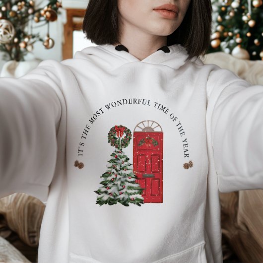 Sneeuwvlokken Rode Waterverf Schattigee Kerstboom Hoodie