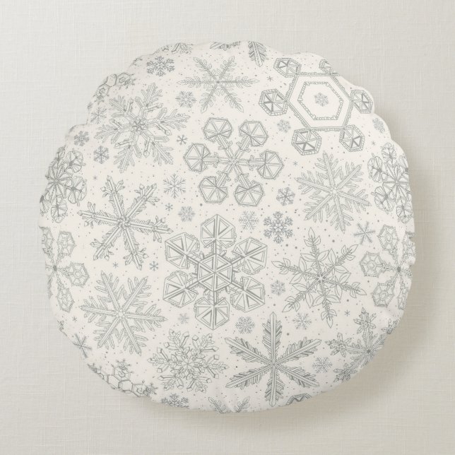 Sneeuwvlokken Rond Kussen (Voorkant)