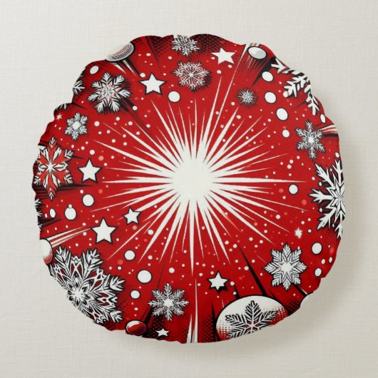 Sneeuwvlokken Rond Kussen (Voorkant)