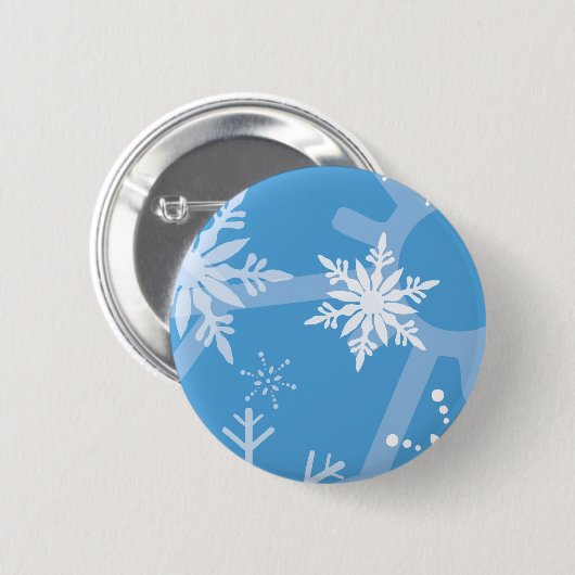 Sneeuwvlokken Ronde Button 5,7 Cm (Voorkant /achterkant)