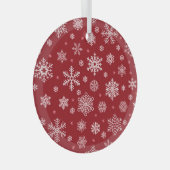 Sneeuwvlokken, rood decor, kerstpatroon. glas ornament (Voorkant Rechts)