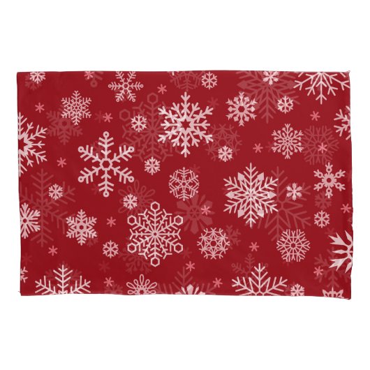 Sneeuwvlokken, rood decor, kerstpatroon. kussensloop (Voorkant)