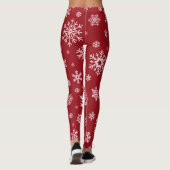 Sneeuwvlokken, rood decor, kerstpatroon. leggings (Achterkant)