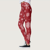 Sneeuwvlokken, rood decor, kerstpatroon. leggings (Links)