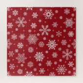 Sneeuwvlokken, rood decor, kerstpatroon. legpuzzel (Horizontaal)