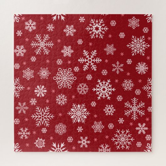Sneeuwvlokken, rood decor, kerstpatroon. legpuzzel (Horizontaal)