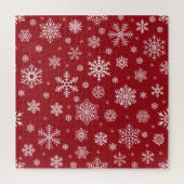 Sneeuwvlokken, rood decor, kerstpatroon. legpuzzel (Verticaal)
