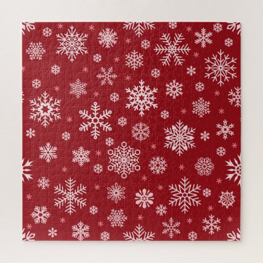 Sneeuwvlokken, rood decor, kerstpatroon. legpuzzel (Verticaal)