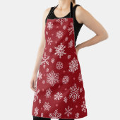 Sneeuwvlokken, rood decor, kerstpatroon. schort (Insitu)