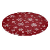 Sneeuwvlokken, rood decor, kerstpatroon. snijplank (Hoek)