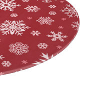 Sneeuwvlokken, rood decor, kerstpatroon. snijplank (Hoek)