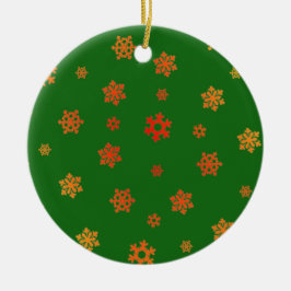 Sneeuwvlokken (rood en goud) [kerstpatroon] keramisch ornament