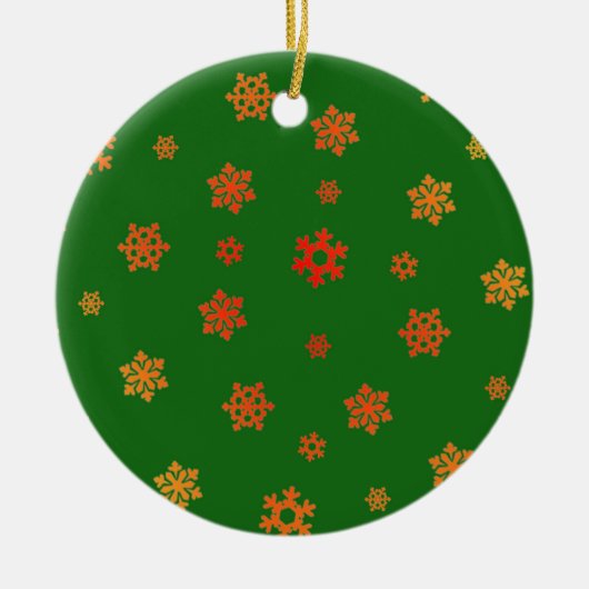 Sneeuwvlokken (rood en goud) [kerstpatroon] keramisch ornament (Voorkant)