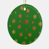Sneeuwvlokken (rood en goud) [kerstpatroon] keramisch ornament (Links)