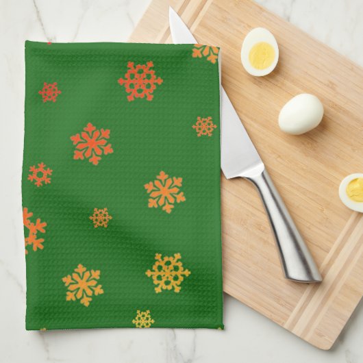 Sneeuwvlokken (rood en goud) [kerstpatroon] theedoek (Quarter Fold)