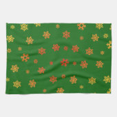 Sneeuwvlokken (rood en goud) [kerstpatroon] theedoek (Horizontaal)