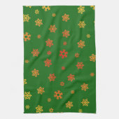 Sneeuwvlokken (rood en goud) [kerstpatroon] theedoek (Verticaal)