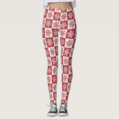 Sneeuwvlokken Rood en Wit Kerstmis Leggings (Voorkant)