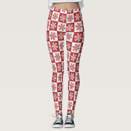 Sneeuwvlokken Rood en Wit Kerstmis Leggings