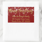 Sneeuwvlokken Rood Goud Vrolijk Kerstmis Retouradr Rechthoekige Sticker (Tas)