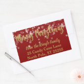 Sneeuwvlokken Rood Goud Vrolijk Kerstmis Retouradr Rechthoekige Sticker (Envelop)