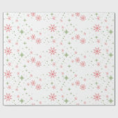 Sneeuwvlokken rood & groen cadeaupapier (Vlak)