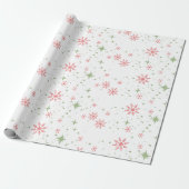 Sneeuwvlokken rood & groen cadeaupapier (Uitgerold)