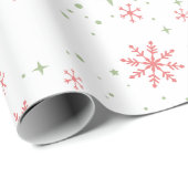 Sneeuwvlokken rood & groen cadeaupapier (Rol Hoek)