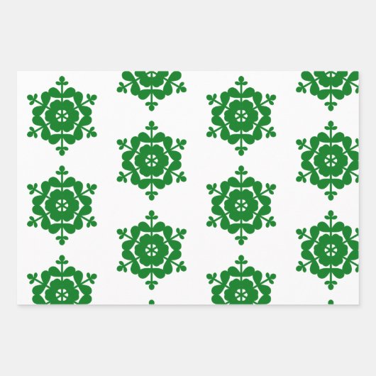 Sneeuwvlokken Rood Groen Wit Inpakpapier Vel (Voorkant 2)
