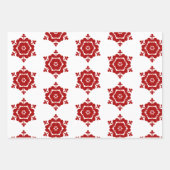 Sneeuwvlokken Rood Groen Wit Inpakpapier Vel (Voorkant)