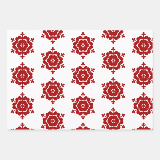 Sneeuwvlokken Rood Groen Wit Inpakpapier Vel (Voorkant)