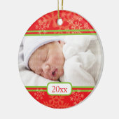 Sneeuwvlokken: Rood Keramisch Ornament (Links)
