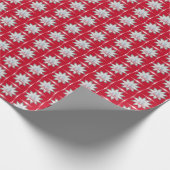 Sneeuwvlokken rood WRAPPINGPAPIER Cadeaupapier (Hoek)