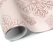 Sneeuwvlokken Roos Gouden Glitter Roze Sparkle Cadeaupapier (Rol Hoek)