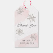 Sneeuwvlokken Roze Baby zijn koude buitenkant Dank Cadeaulabel (Achterkant)