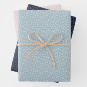 Sneeuwvlokken Roze Blauw en Marine Winter Inpakpapier Vel (In situ)