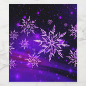 Sneeuwvlokken roze en paarse sneeuwvlokken wijn etiket (Enkel label)