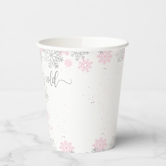 Sneeuwvlokken roze en zilveren wintermeisje Baby s Papieren Bekers (Links)