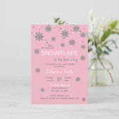 Sneeuwvlokken Roze Zilver Grijs BABY SHOWER | meis Kaart (Staand voorkant)