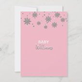 Sneeuwvlokken Roze Zilver Grijs BABY SHOWER | meis Kaart (Achterkant)